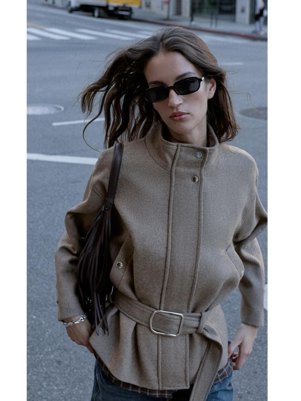 ZARA BELTED WOOL BLEND SHORT COAT